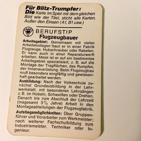 Vintage Hubschrauber Blitz Trumpf Cards German Helicopter Collectible Card Game - Picture 10 of 11